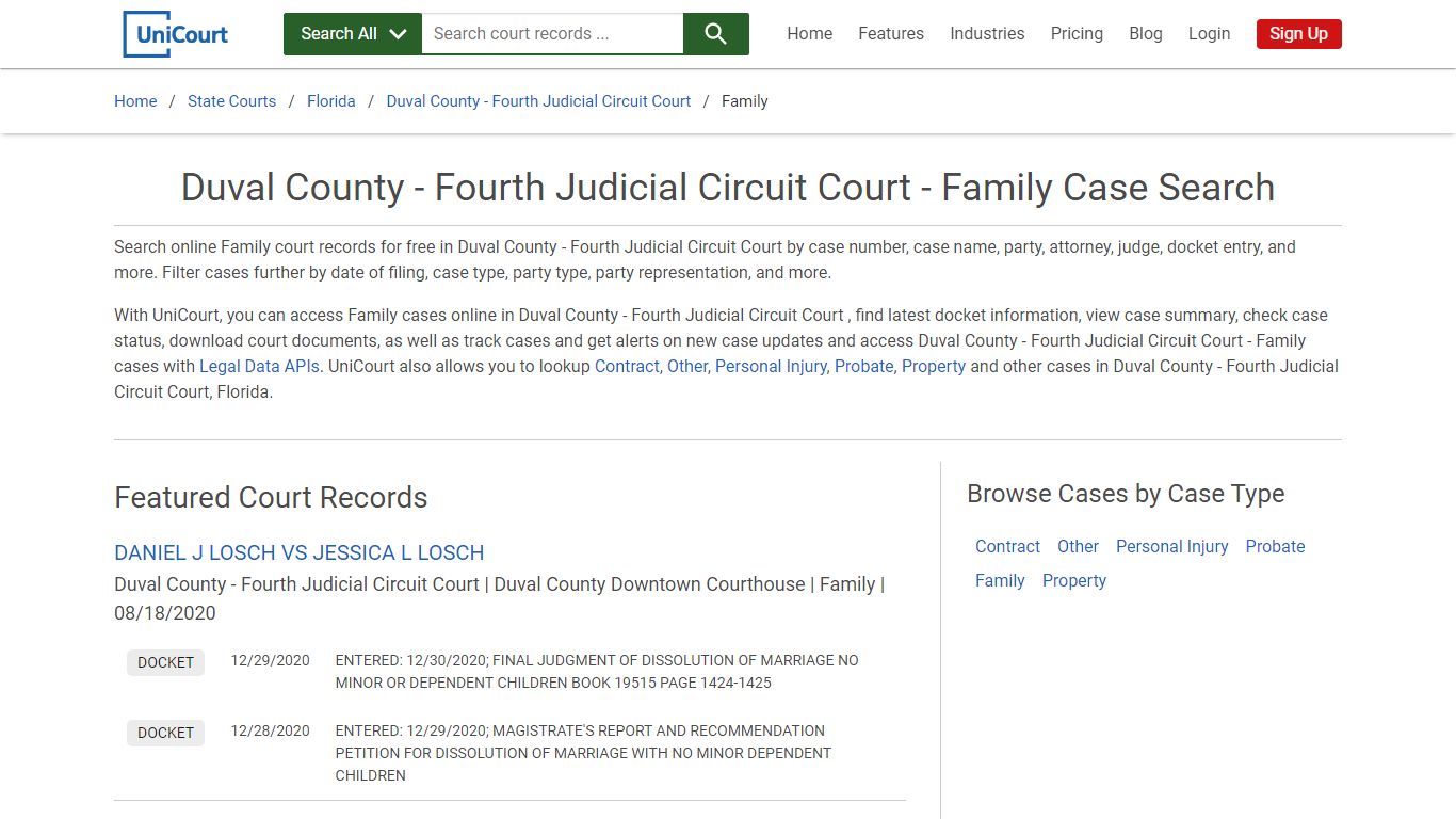 Duval County - Fourth Judicial Circuit Court - Family Case Search