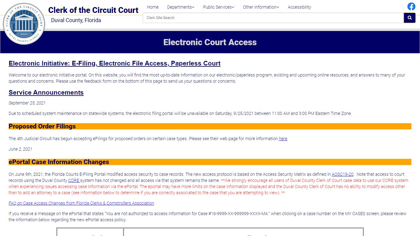 Electronic Court Access - Duval County Clerk of Courts